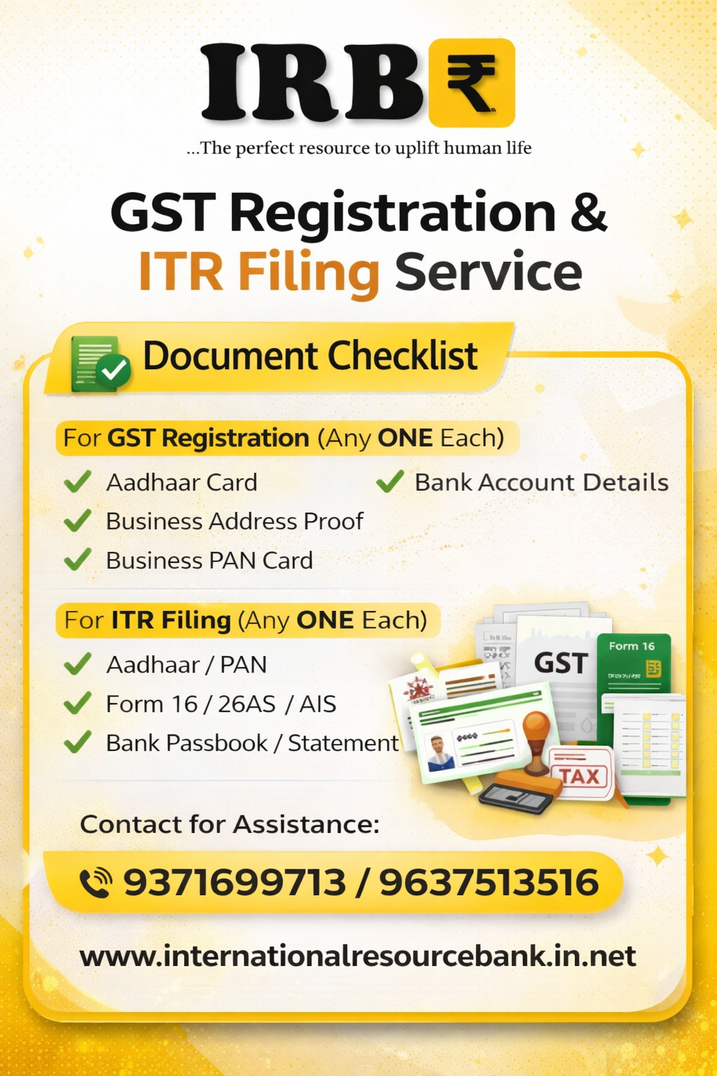 GST Registration and ITR Filing poster